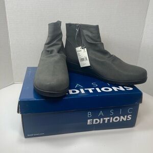 Basic Editions Women's Sleek Gray Ankle Booties Size 9 Connie Boots NIB
